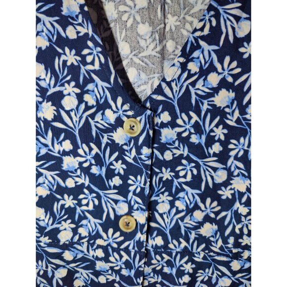 Falls Creek Short Sleeve V-Neck Blue Floral Midi Dress Button Down 2X NWOT - Picture 3 of 8